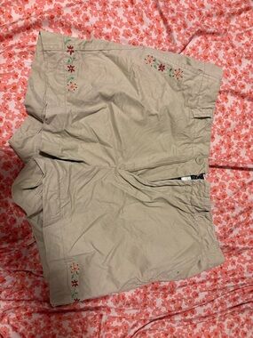 Route 66 Beige Shorts with Pink Floral Liner